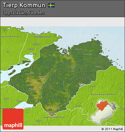 Satellite 3D Map of Tierp Kommun, physical outside