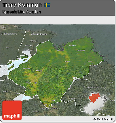 Satellite 3D Map of Tierp Kommun, semi-desaturated