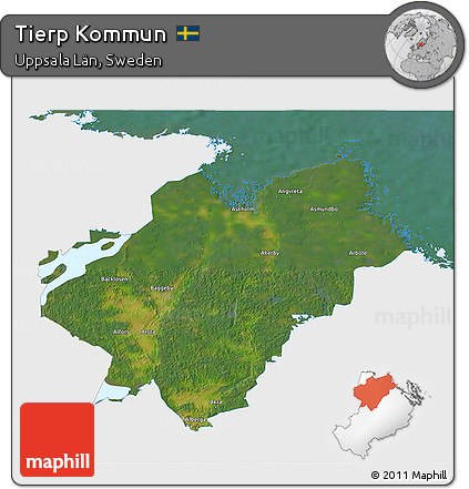 Satellite 3D Map of Tierp Kommun, single color outside