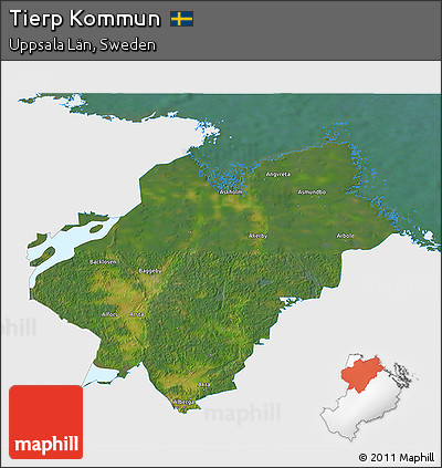 Satellite 3D Map of Tierp Kommun, single color outside