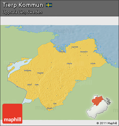 Savanna Style 3D Map of Tierp Kommun, single color outside