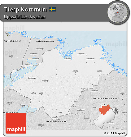 Silver Style 3D Map of Tierp Kommun