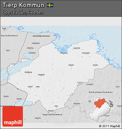 Silver Style 3D Map of Tierp Kommun