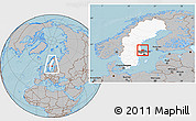 Gray Location Map of Tierp Kommun, highlighted country, highlighted parent region, within the entire country, hill shading