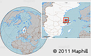 Gray Location Map of Tierp Kommun, highlighted country, highlighted parent region, hill shading