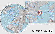 Gray Location Map of Tierp Kommun, highlighted parent region, hill shading