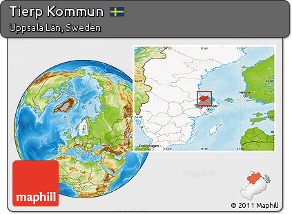 Physical Location Map of Tierp Kommun, highlighted country, highlighted parent region