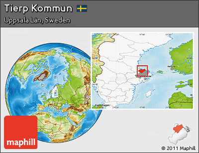 Physical Location Map of Tierp Kommun, highlighted country, highlighted parent region