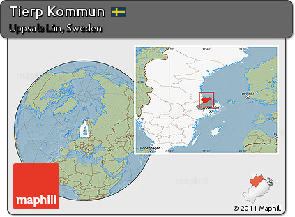 Savanna Style Location Map of Tierp Kommun, highlighted country, highlighted parent region, hill shading