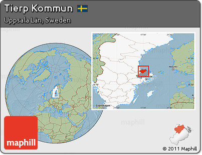 Savanna Style Location Map of Tierp Kommun, highlighted country, highlighted parent region, hill shading