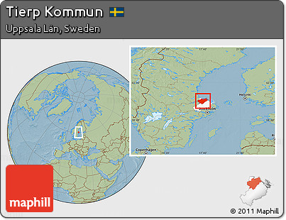 Savanna Style Location Map of Tierp Kommun, highlighted parent region, hill shading