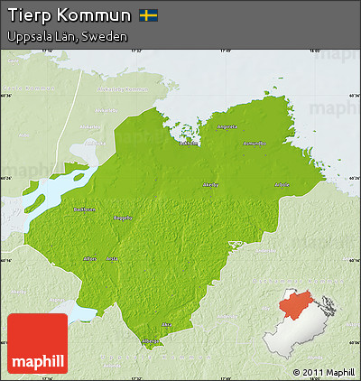 Physical Map of Tierp Kommun, lighten