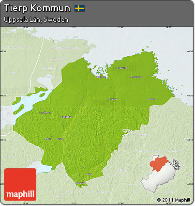 Physical Map of Tierp Kommun, lighten