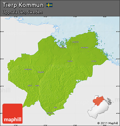 Physical Map of Tierp Kommun, single color outside