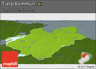Physical Panoramic Map of Tierp Kommun, darken