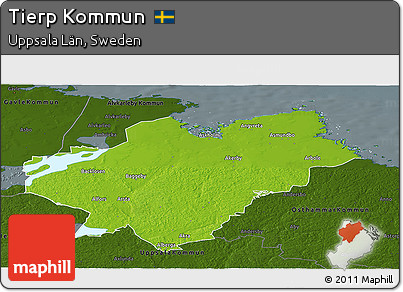 Physical Panoramic Map of Tierp Kommun, darken