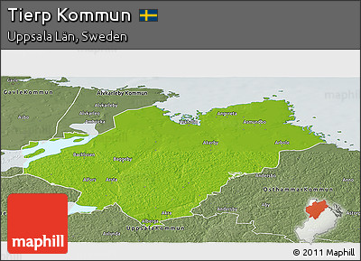 Physical Panoramic Map of Tierp Kommun, semi-desaturated