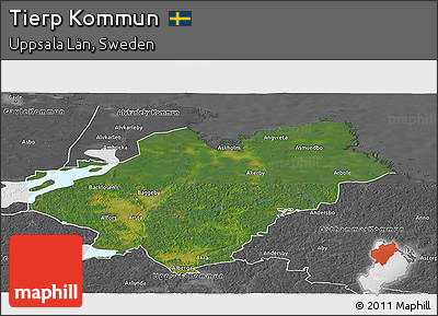Satellite Panoramic Map of Tierp Kommun, desaturated
