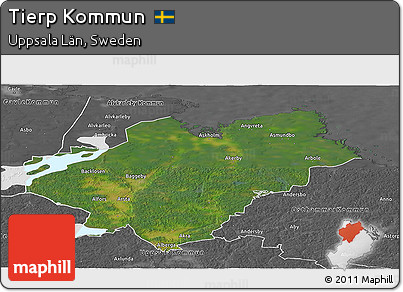 Satellite Panoramic Map of Tierp Kommun, desaturated