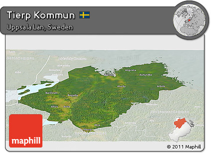 Satellite Panoramic Map of Tierp Kommun, lighten