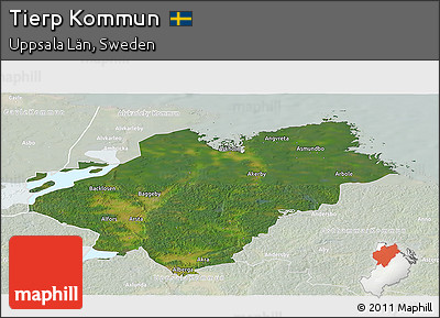 Satellite Panoramic Map of Tierp Kommun, lighten