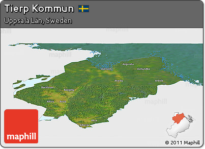 Satellite Panoramic Map of Tierp Kommun, single color outside