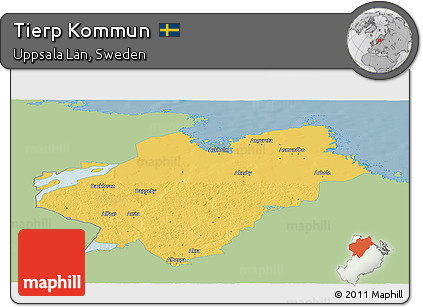 Savanna Style Panoramic Map of Tierp Kommun, single color outside