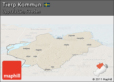 Shaded Relief Panoramic Map of Tierp Kommun, lighten