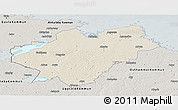 Shaded Relief Panoramic Map of Tierp Kommun, semi-desaturated