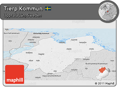 Silver Style Panoramic Map of Tierp Kommun
