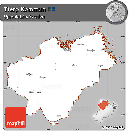Gray Simple Map of Tierp Kommun, cropped outside