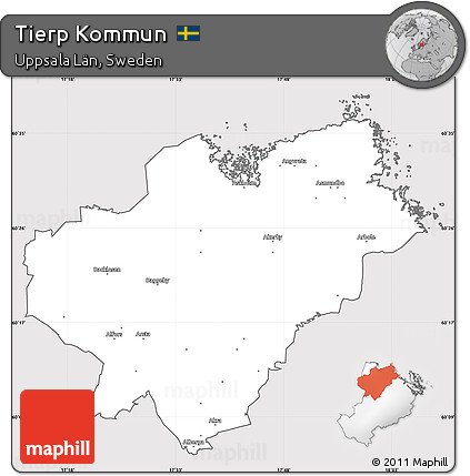 Silver Style Simple Map of Tierp Kommun, cropped outside