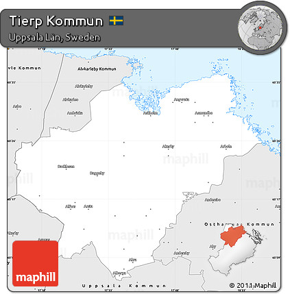 Silver Style Simple Map of Tierp Kommun
