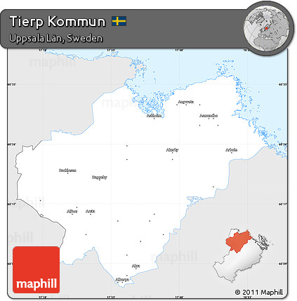 Silver Style Simple Map of Tierp Kommun, single color outside