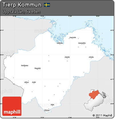 Silver Style Simple Map of Tierp Kommun, single color outside