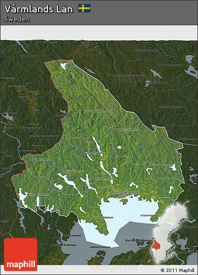 Satellite 3D Map of Vármlands Län, darken