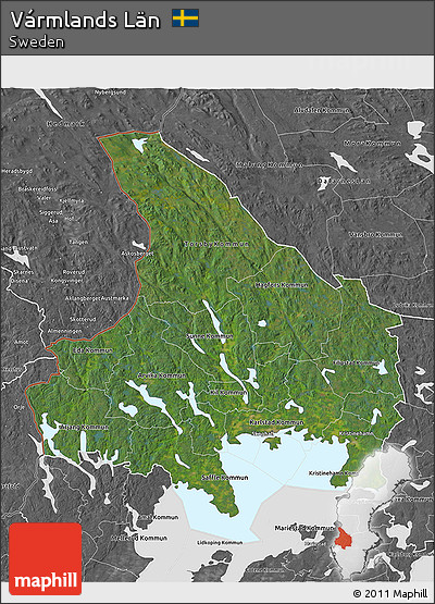 Satellite 3D Map of Vármlands Län, desaturated