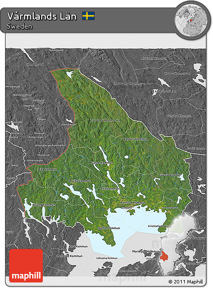 Satellite 3D Map of Vármlands Län, desaturated