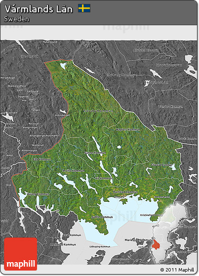 Satellite 3D Map of Vármlands Län, desaturated