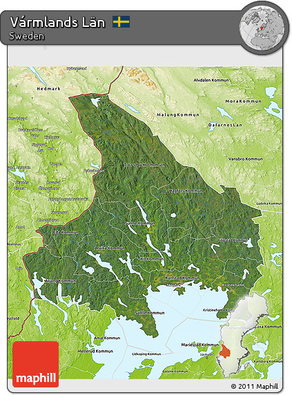 Satellite 3D Map of Vármlands Län, physical outside
