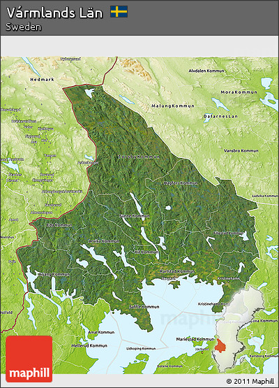 Satellite 3D Map of Vármlands Län, physical outside