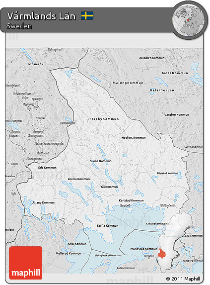Silver Style 3D Map of Vármlands Län
