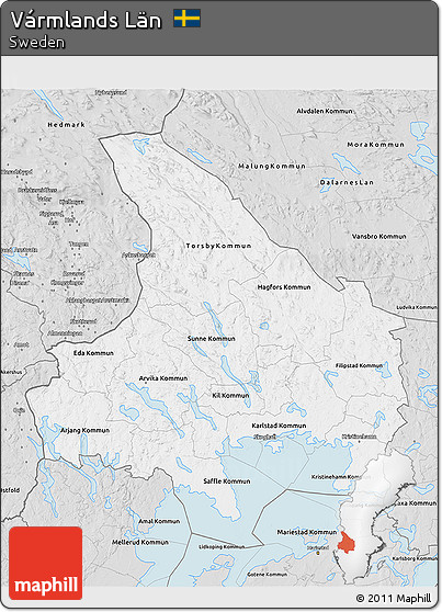 Silver Style 3D Map of Vármlands Län