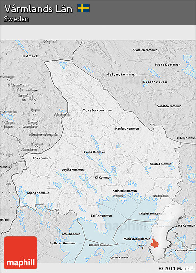 Silver Style 3D Map of Vármlands Län