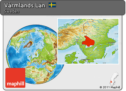Physical Location Map of Vármlands Län