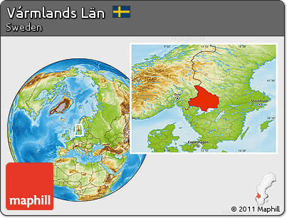Physical Location Map of Vármlands Län