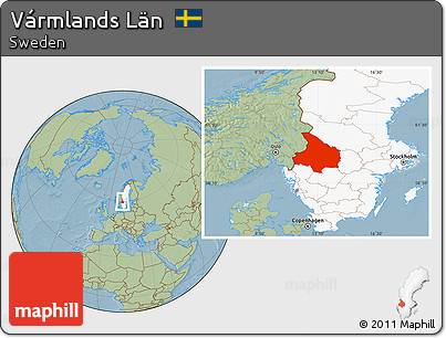 Savanna Style Location Map of Vármlands Län, highlighted country, hill shading
