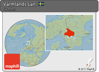 Savanna Style Location Map of Vármlands Län, hill shading