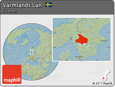 Savanna Style Location Map of Vármlands Län, hill shading