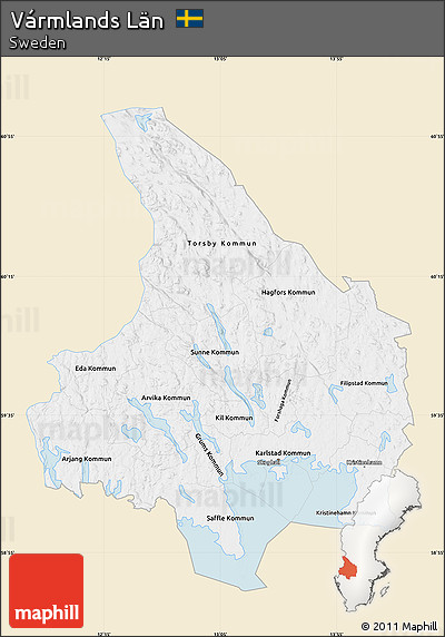 Classic Style Map of Vármlands Län, single color outside